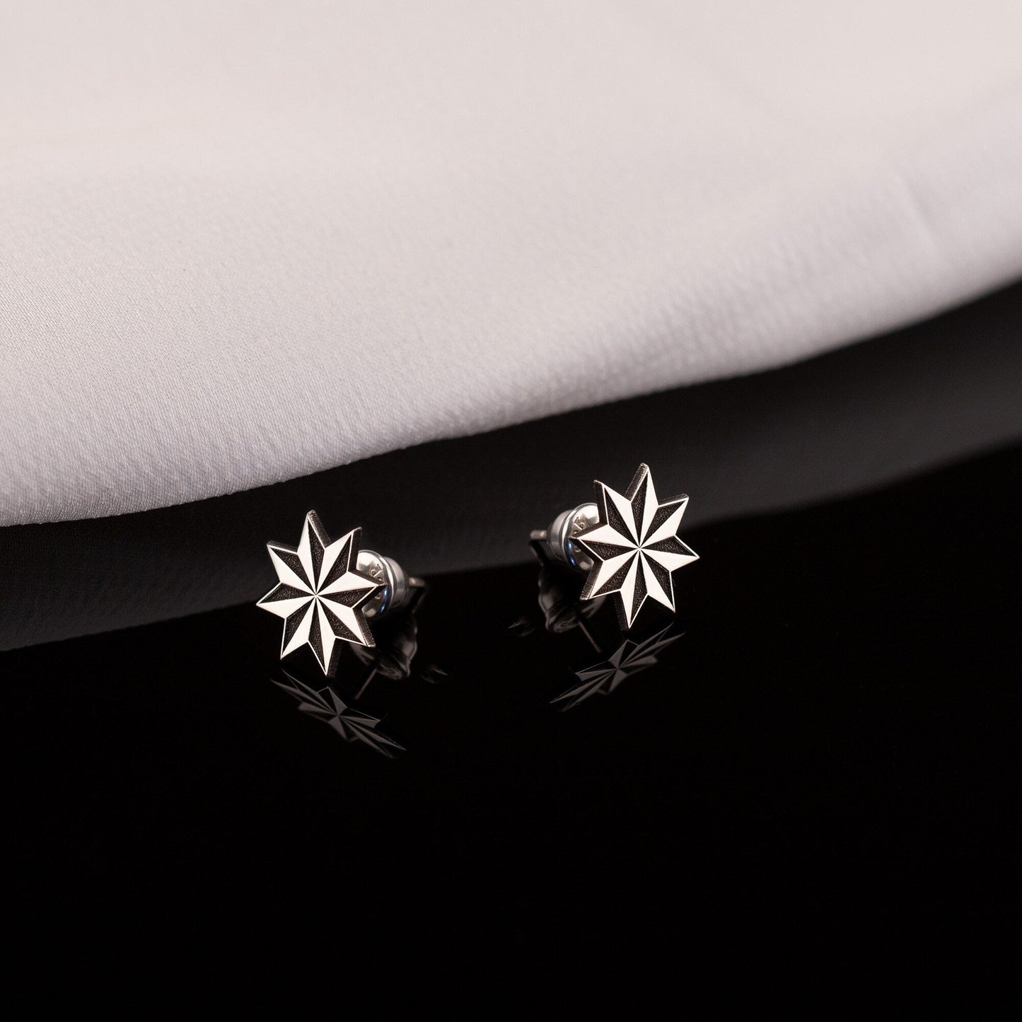925 Sterling Silver Star Men's Earrings