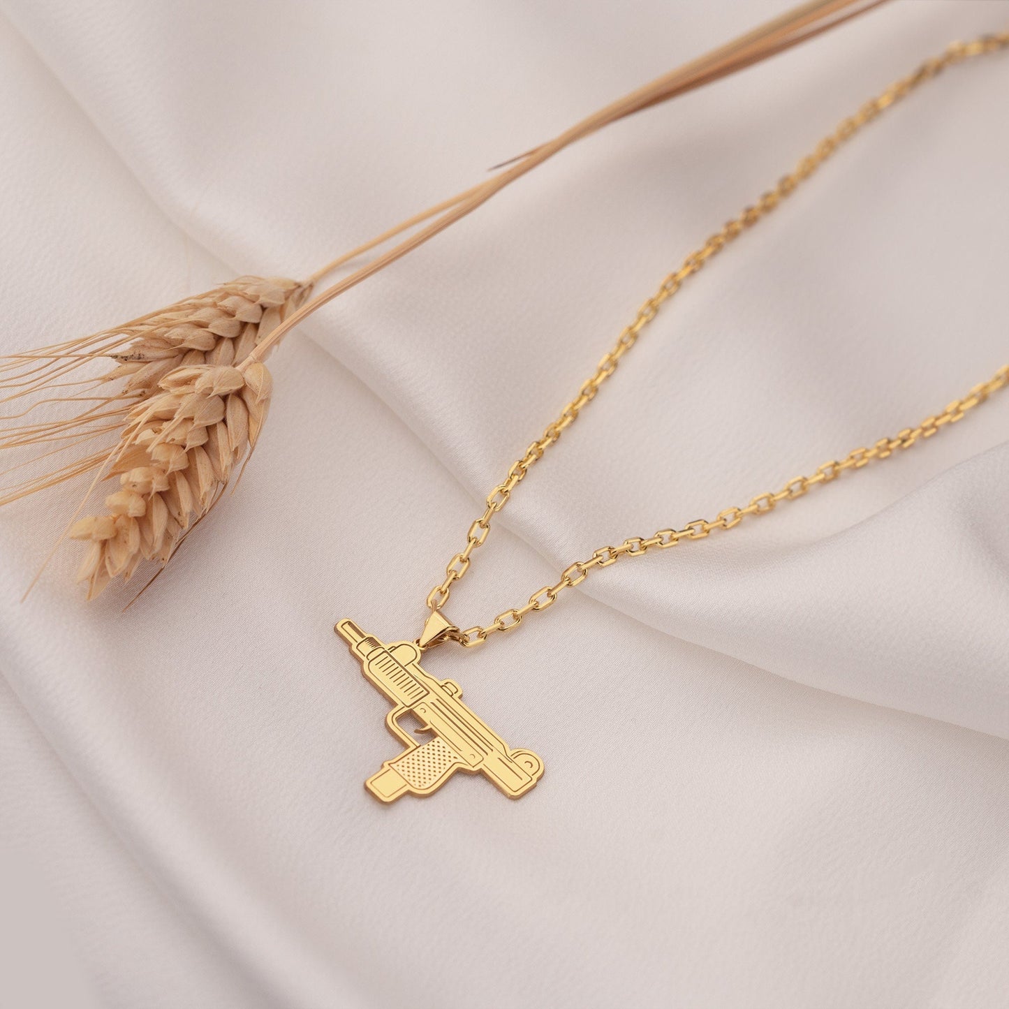 925 Sterling Silver Uzi Gun Pendant