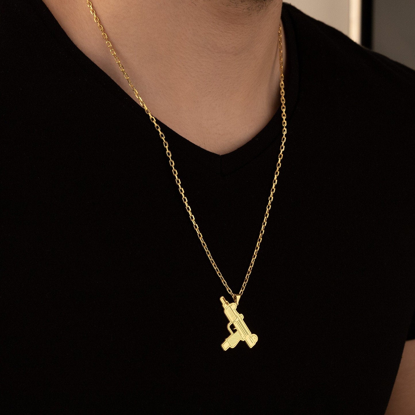925 Sterling Silver Uzi Gun Pendant