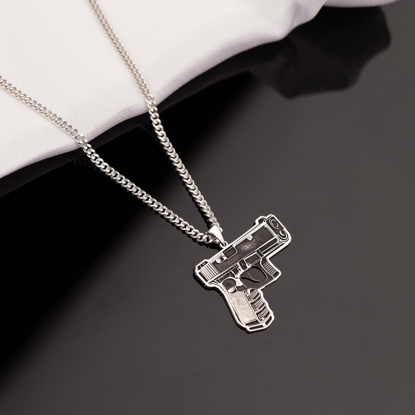 925 Sterling Silver Pistol Gun Necklace