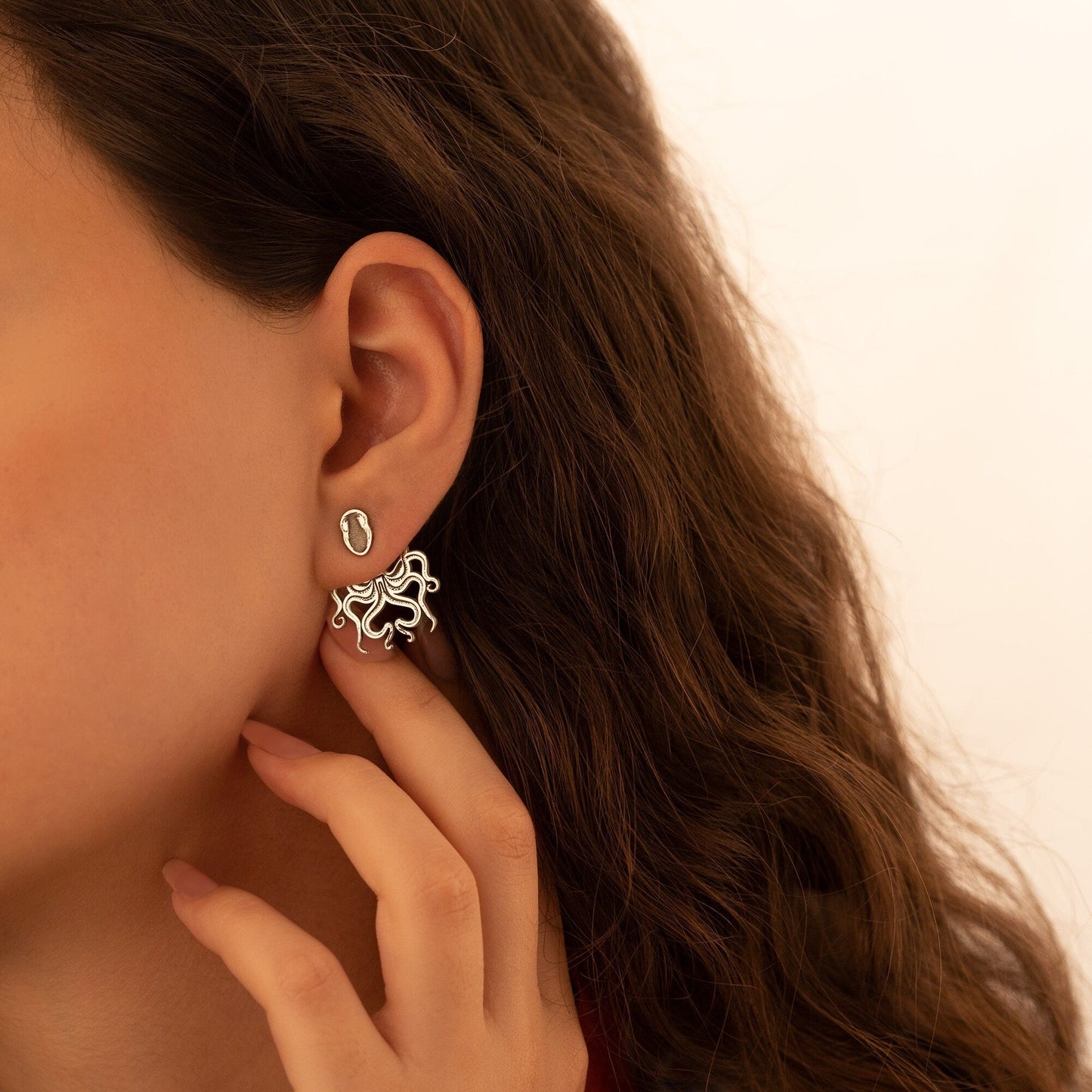 925 Sterling Silver Octopus Ear Jacket Earrings