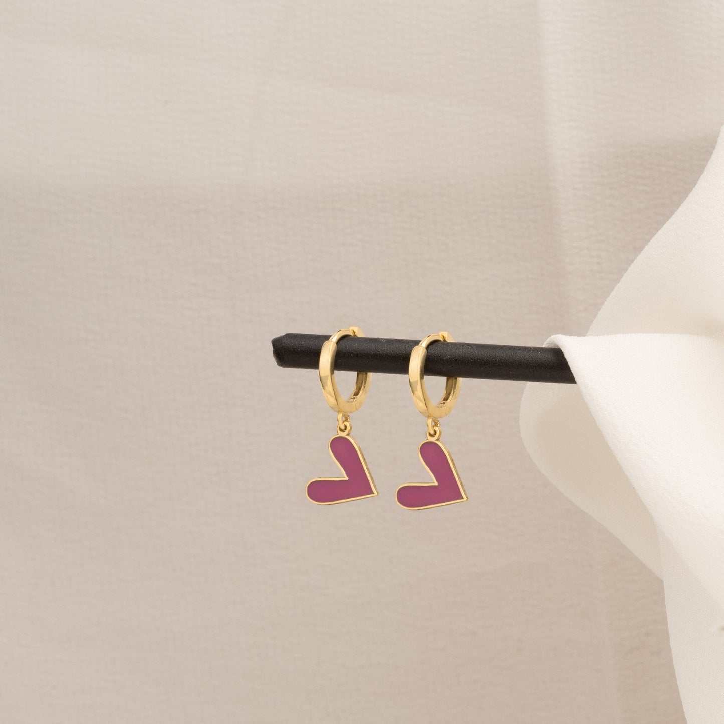 925 Sterling Silver Purple Heart Earrings