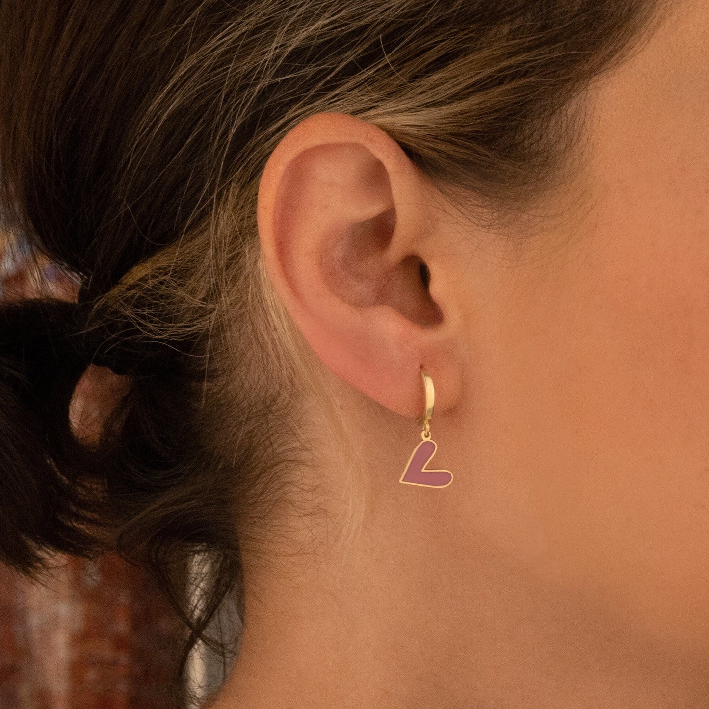 925 Sterling Silver Purple Heart Earrings