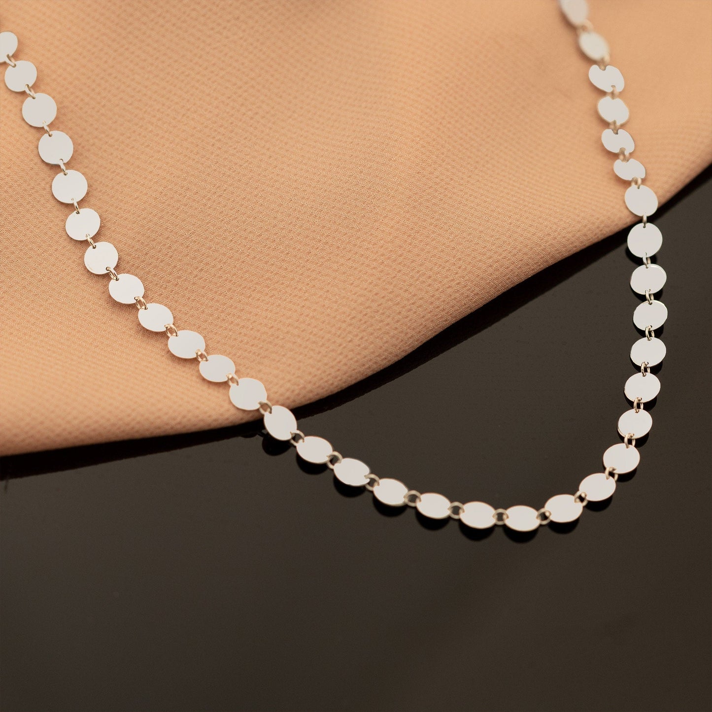 925 Sterling Silver Sequin Chain Necklace