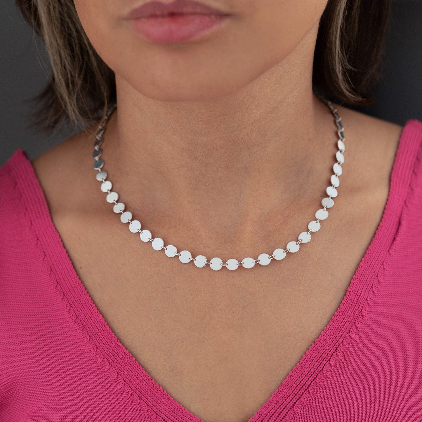 925 Sterling Silver Sequin Chain Necklace