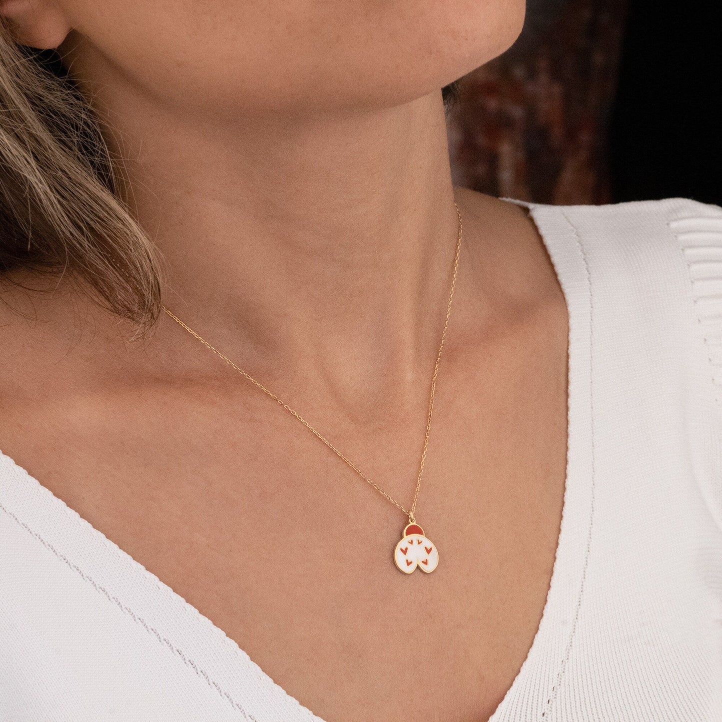 925 Sterling Silver Ladybug Enamel Necklace