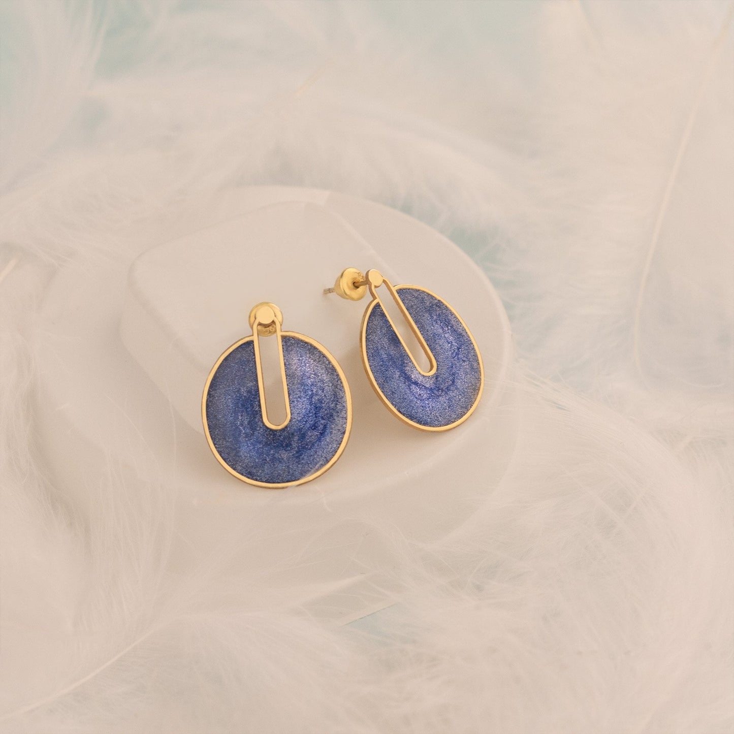 925 Sterling Silver Sparkly Blue Earrings