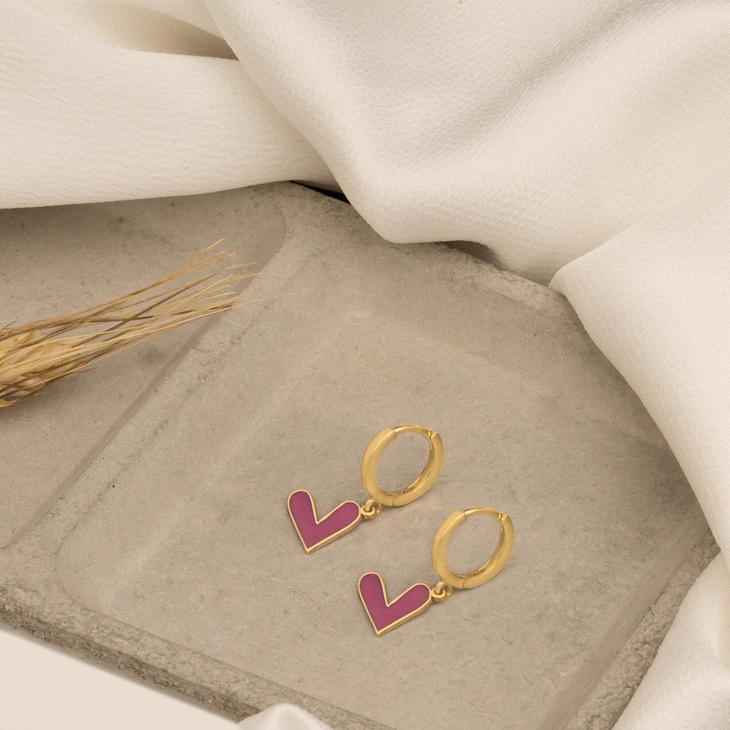925 Sterling Silver Purple Heart Earrings