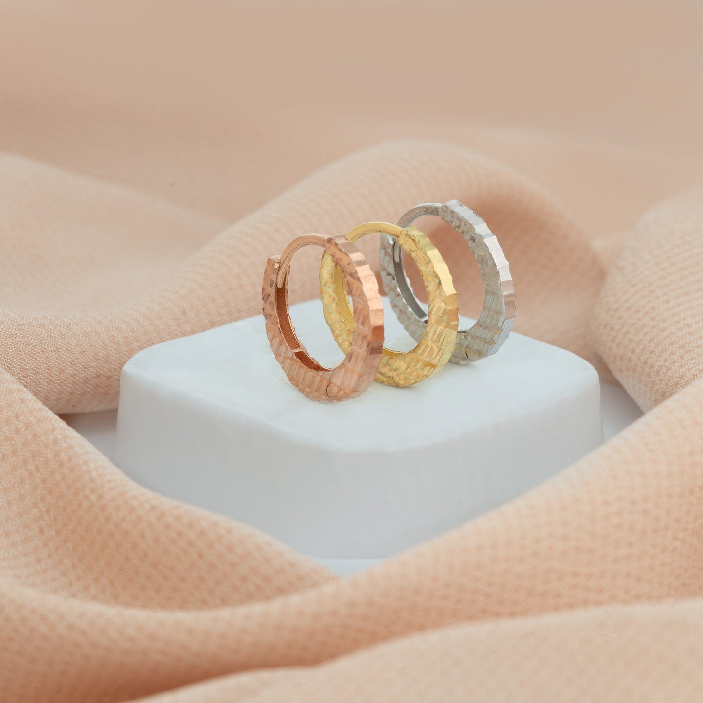 925 Sterling Silver Hammer Hoop Earrings