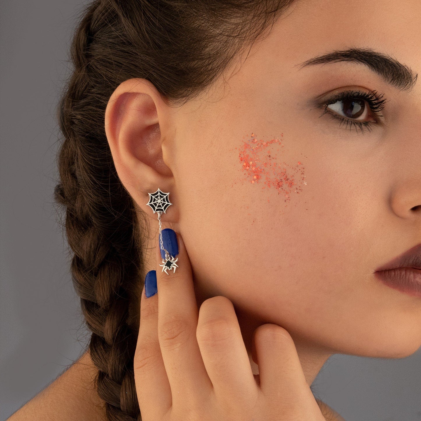 Enamel Spider Web Dangle and Drop Earrings - Halloween Earrings