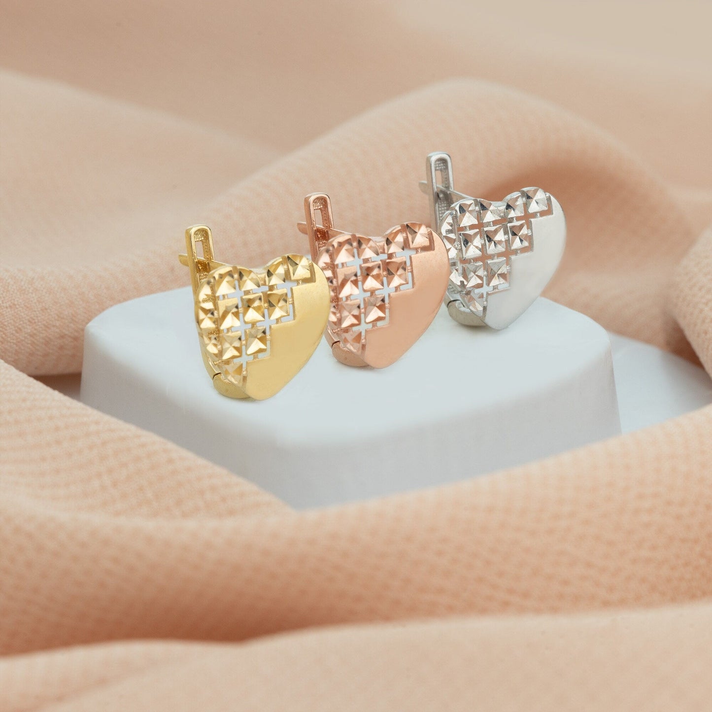 925 Sterling Silver Tattoo Heart Hoop Earrings