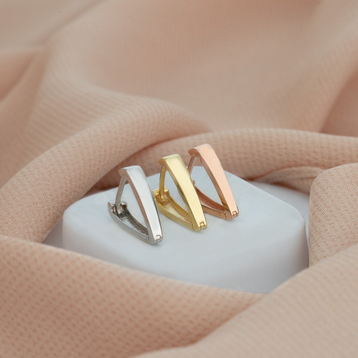 925 Sterling Silver V Shaped Hoop Earrings