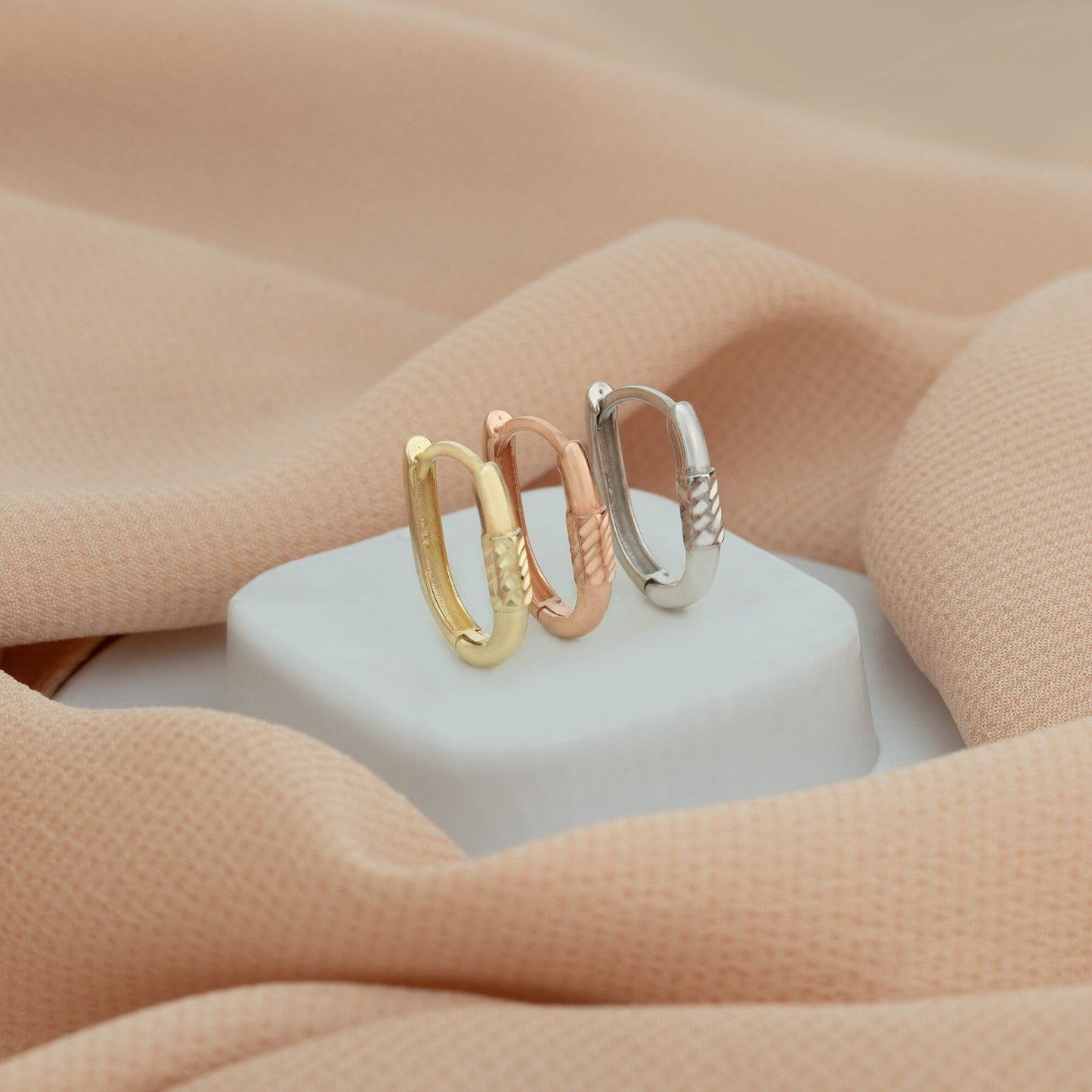 925 Sterling Silver Embossed Rectangular Earrings