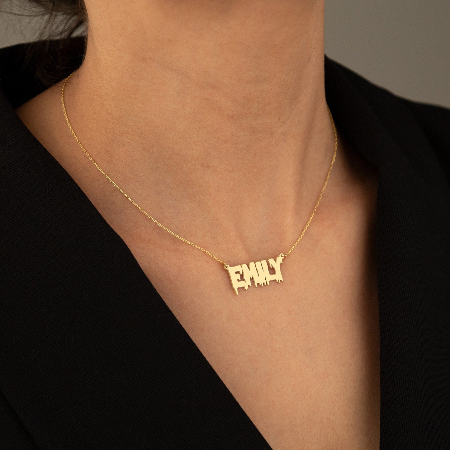 925 Sterling Silver Personalized Melting Name Necklace