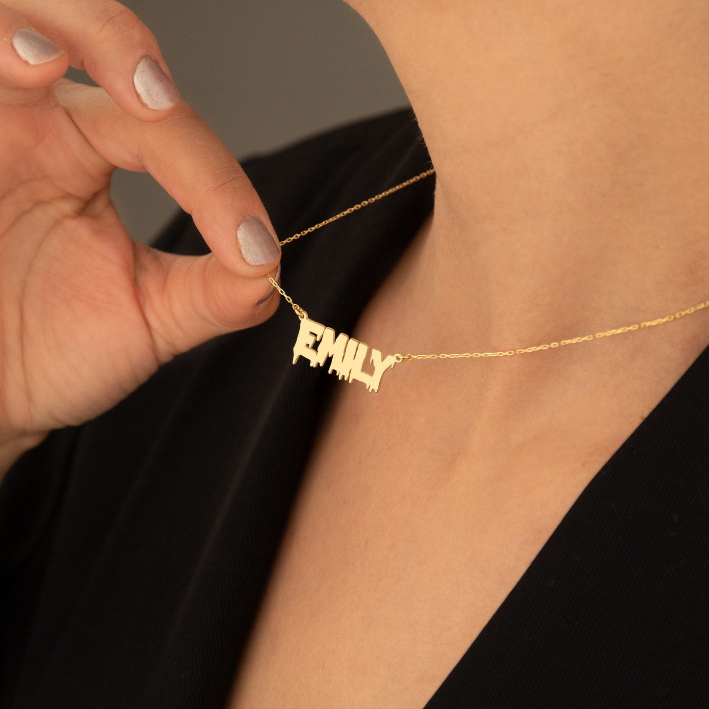 925 Sterling Silver Personalized Melting Name Necklace