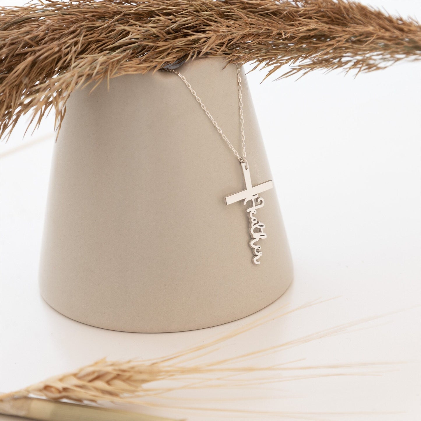 925 Sterling Silver Personalized Name Cross Necklace