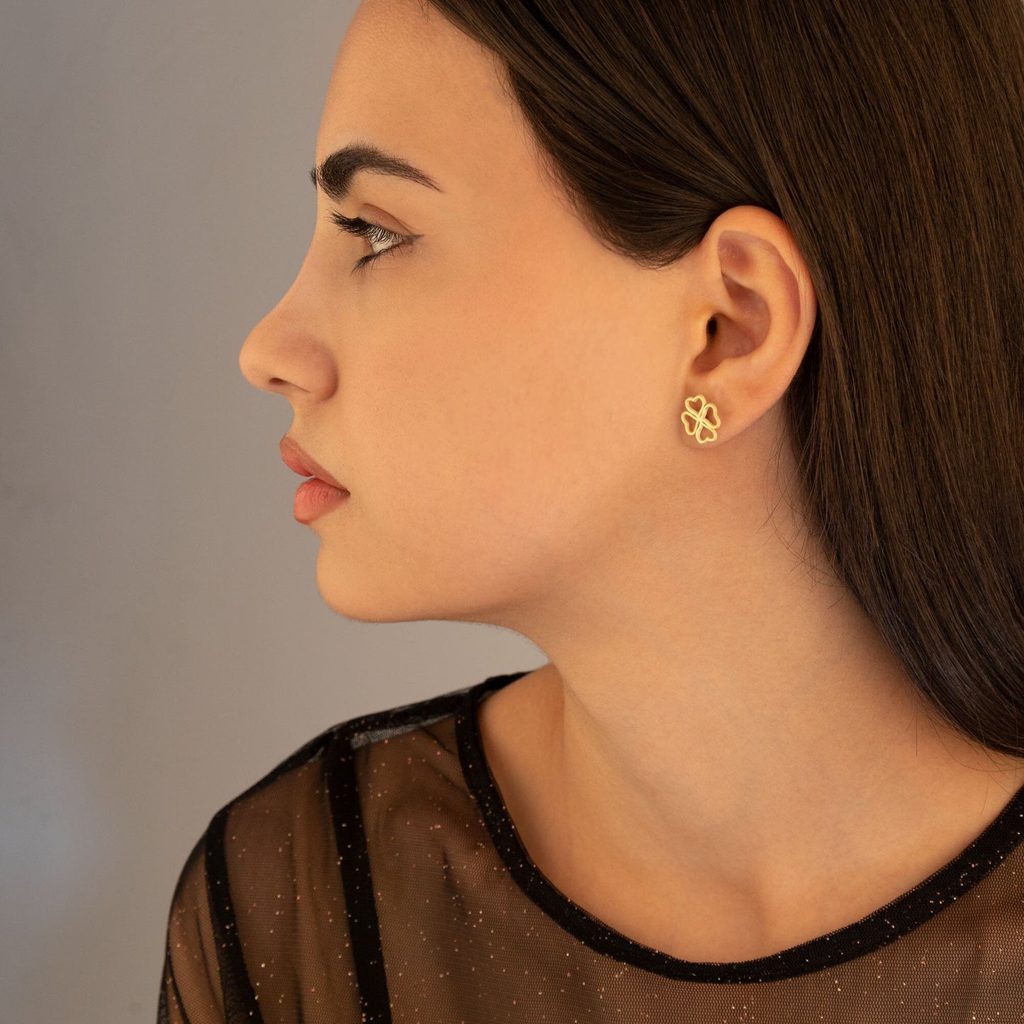 925 Sterling Silver Heart Four Leaf Clover Earrings