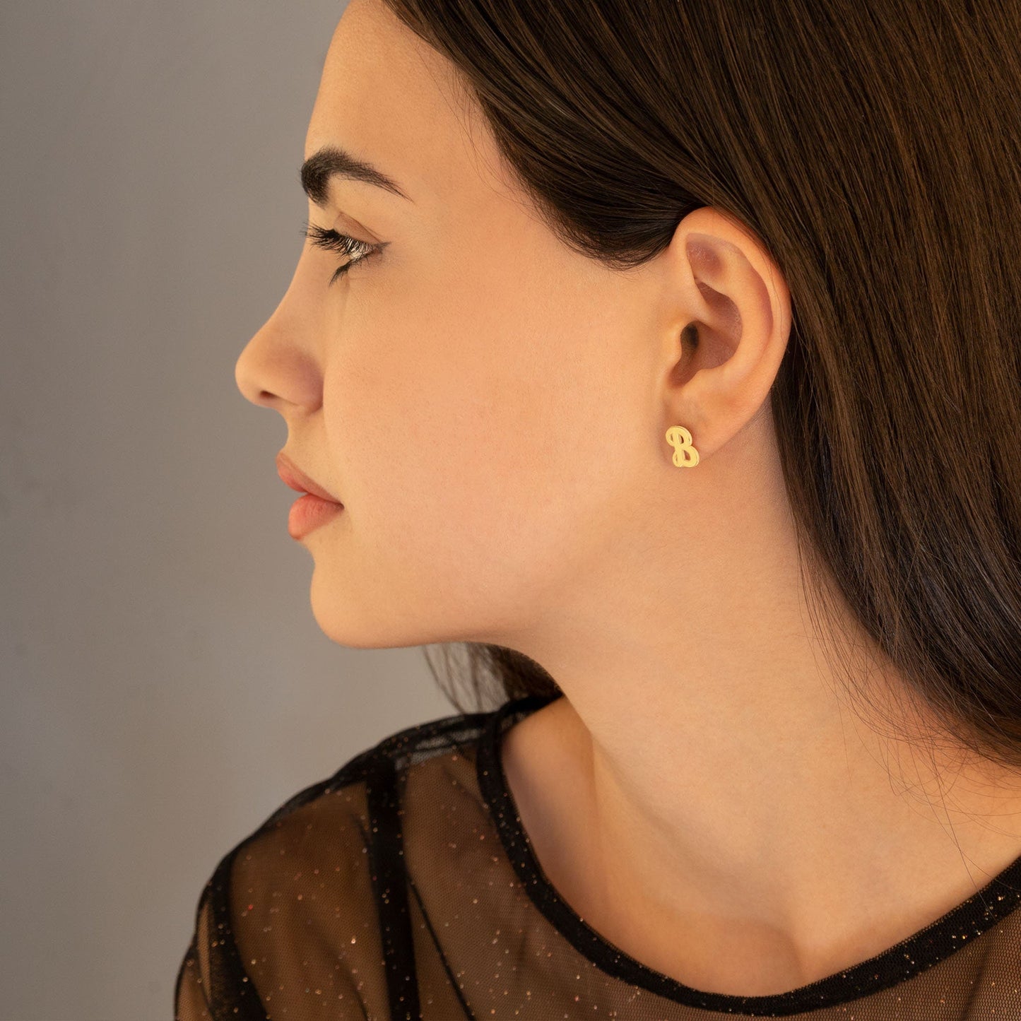925 Sterling Silver Initial Earrings