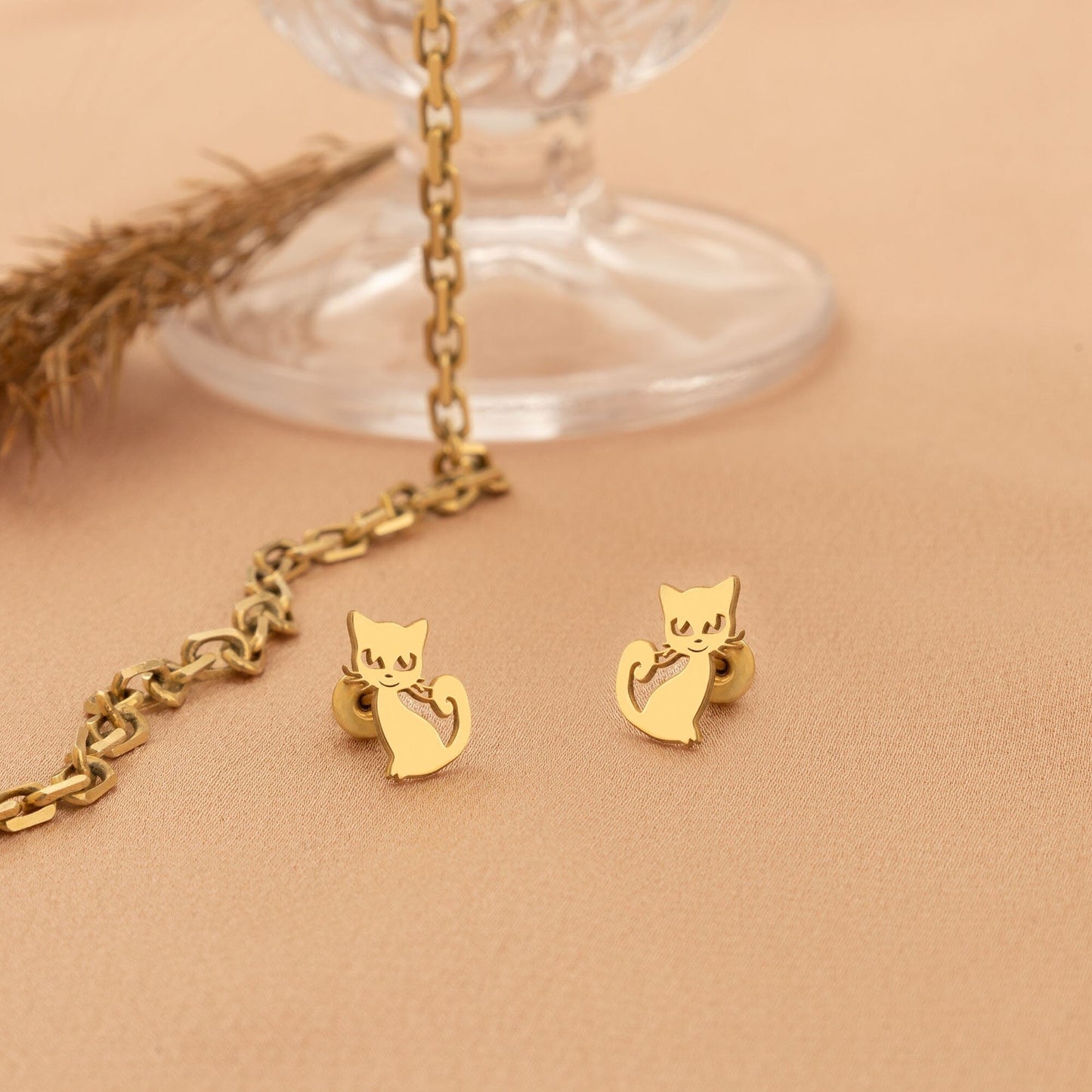 925 Sterling Silver Cat Earring