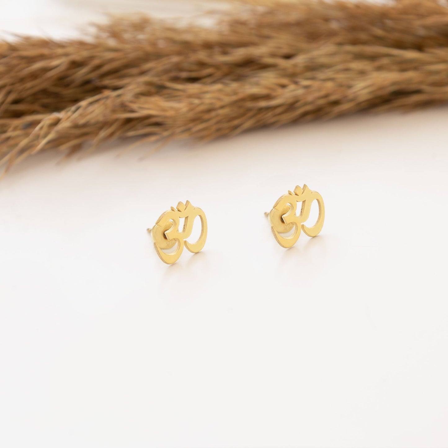 925 Sterling Silver Gold Om Earrings