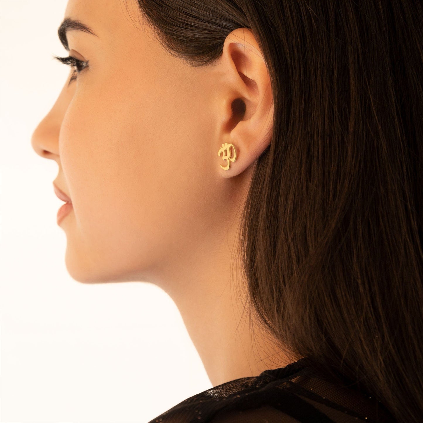 925 Sterling Silver Gold Om Earrings