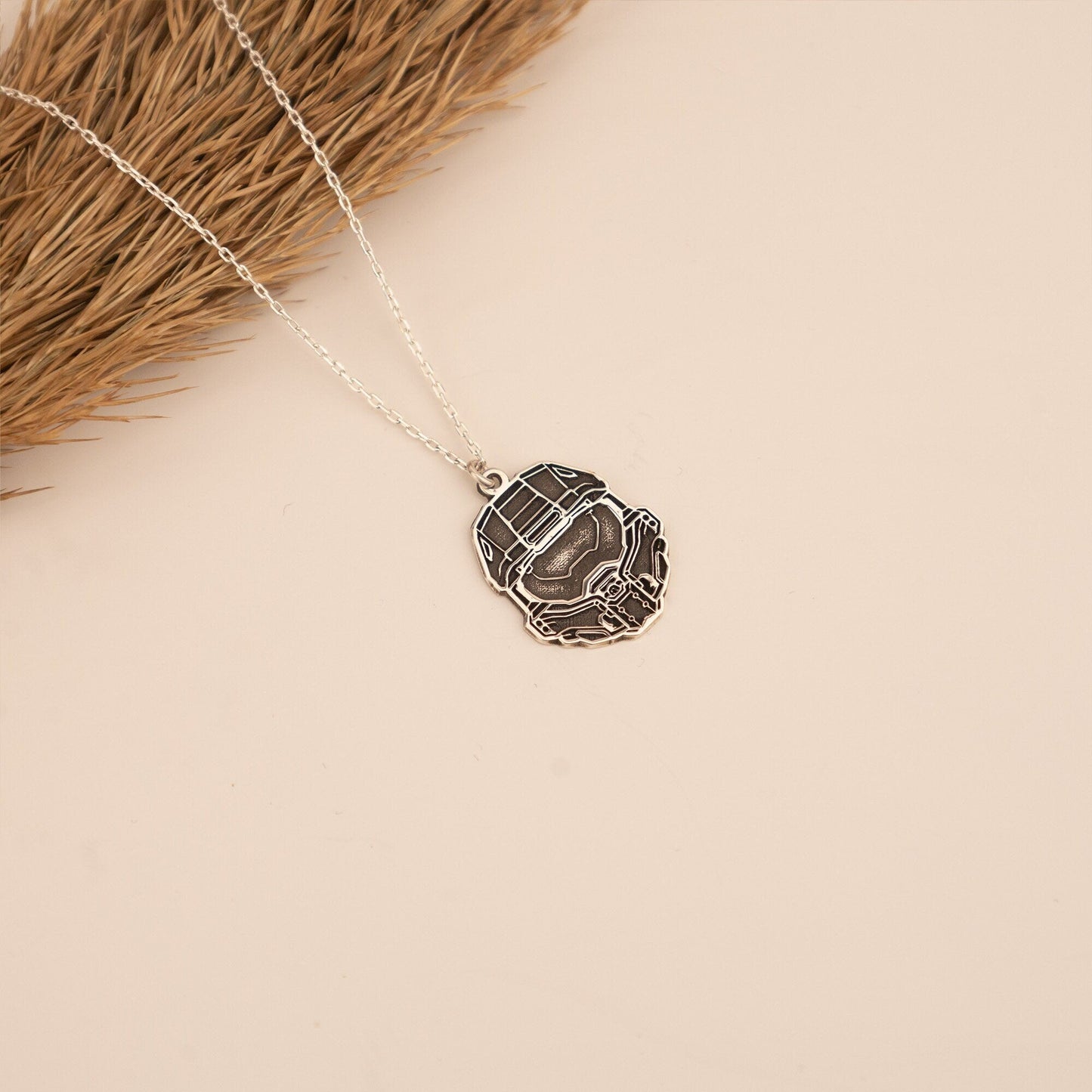 925 Sterling Silver Master Chief Helmet Necklace