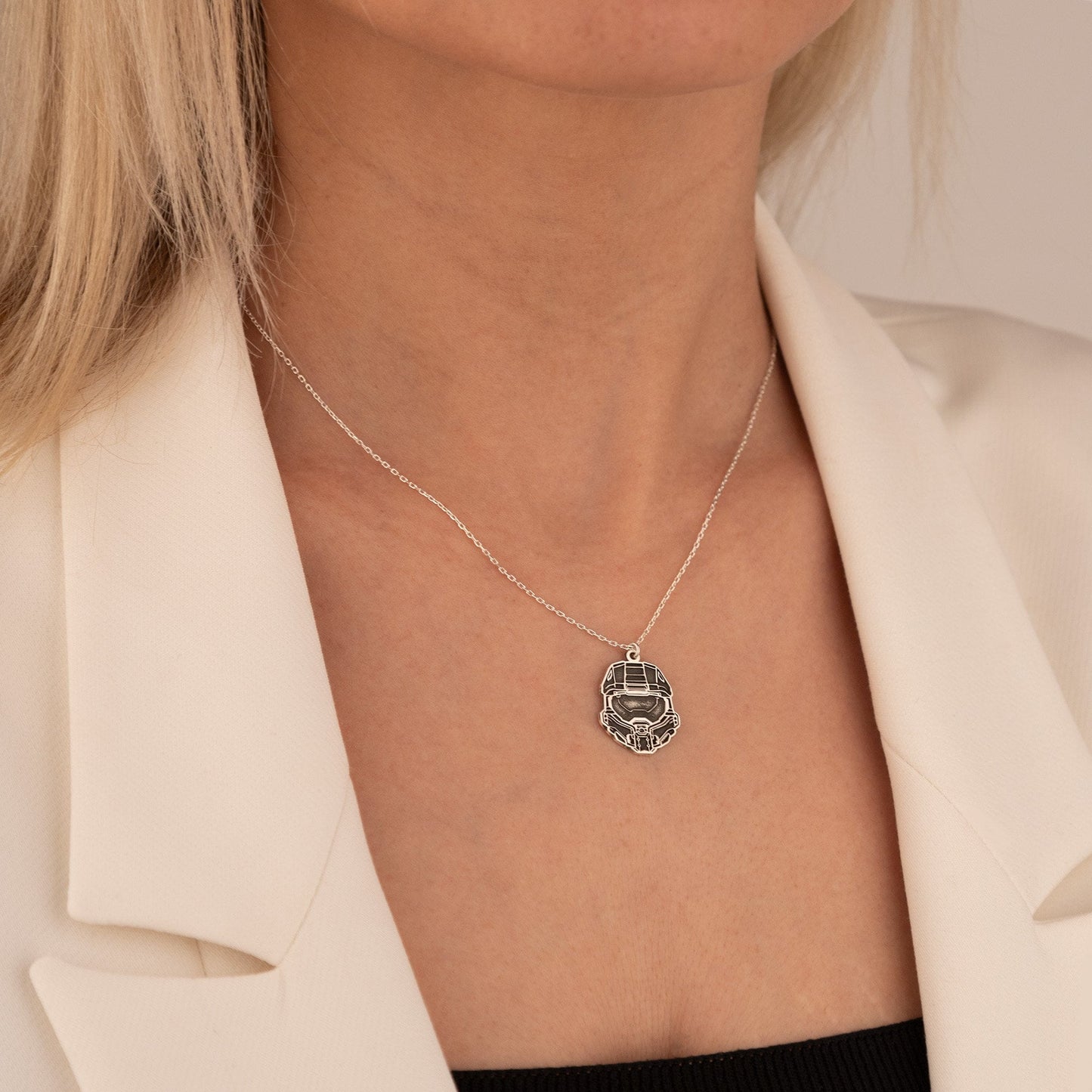 925 Sterling Silver Master Chief Helmet Necklace