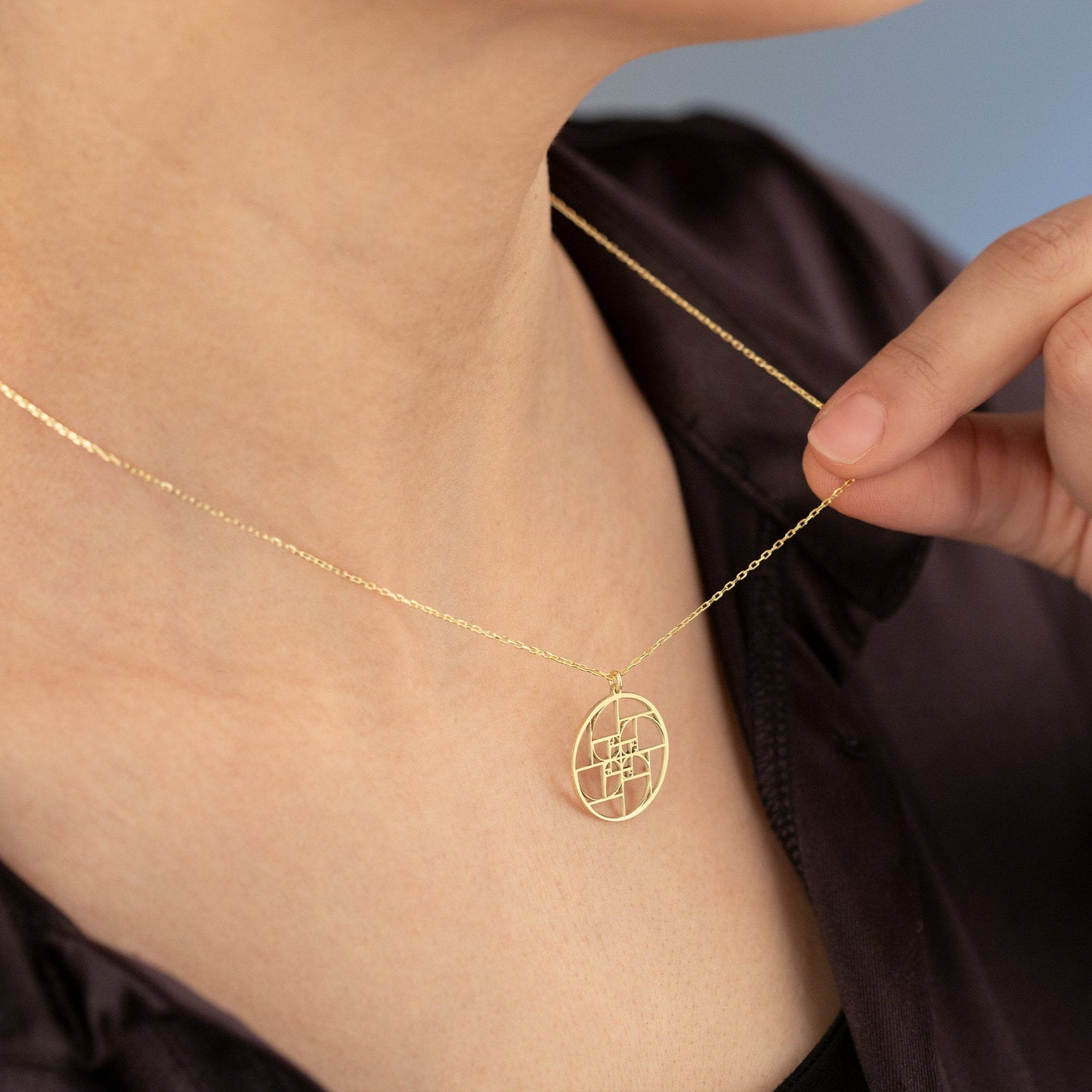 14K Solid Gold Fibonacci Golden Ratio Necklace