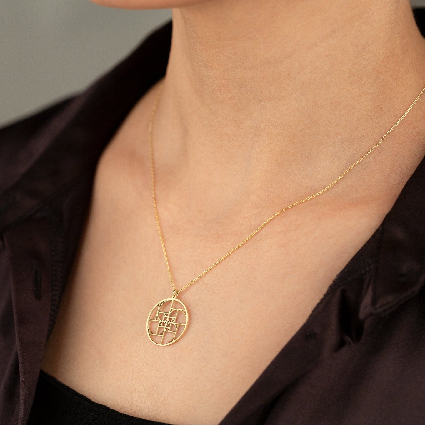 14K Solid Gold Fibonacci Golden Ratio Necklace
