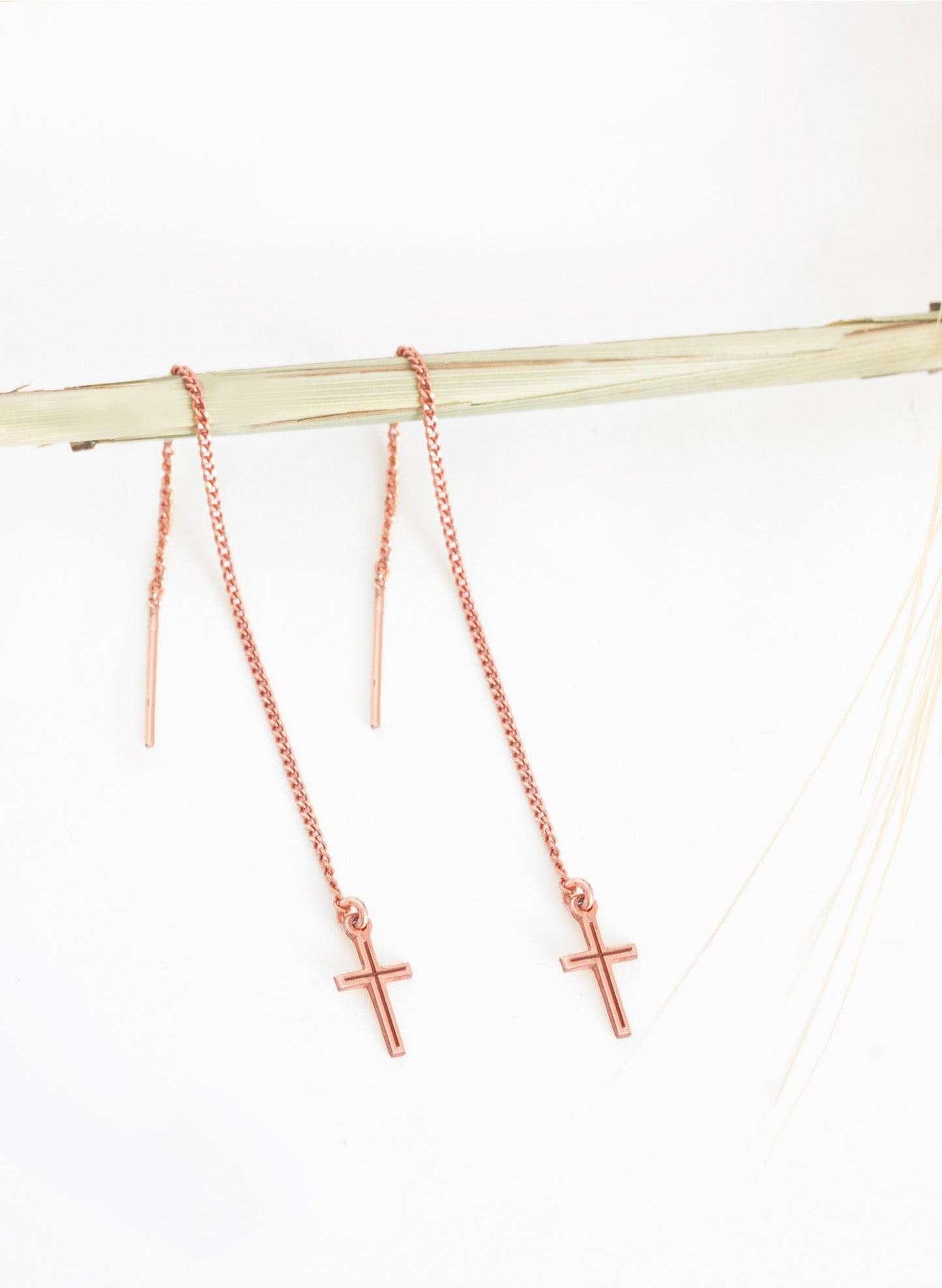 925 Sterling Silver Threader Cross Earrings