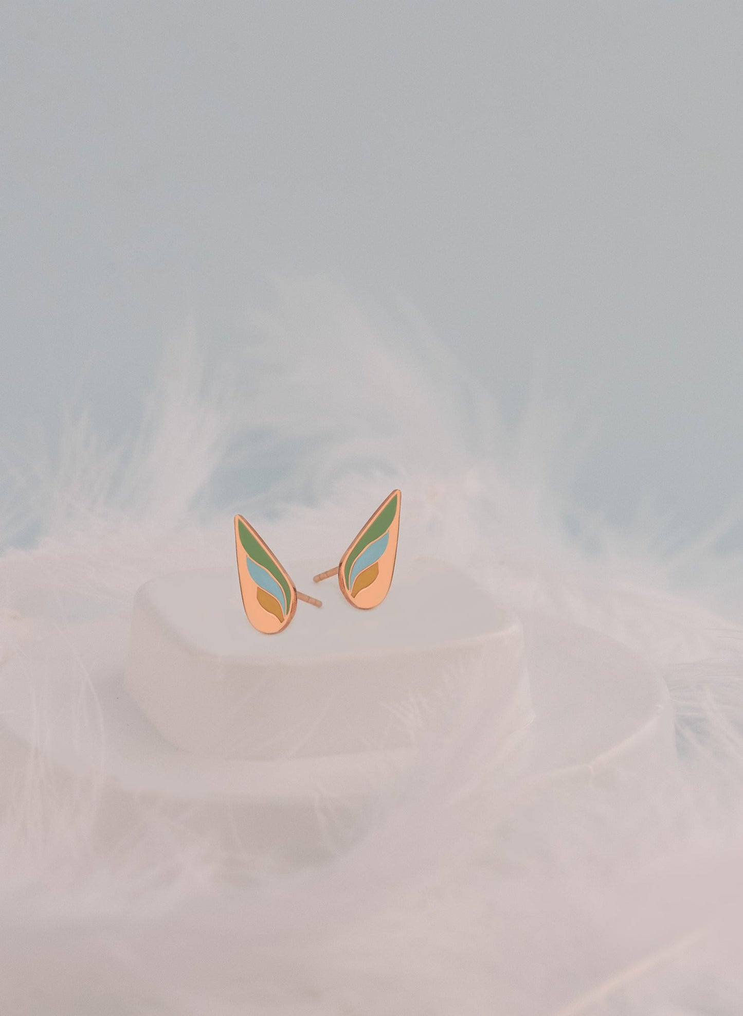 925 Sterling Silver Multicolored Wing Earrings