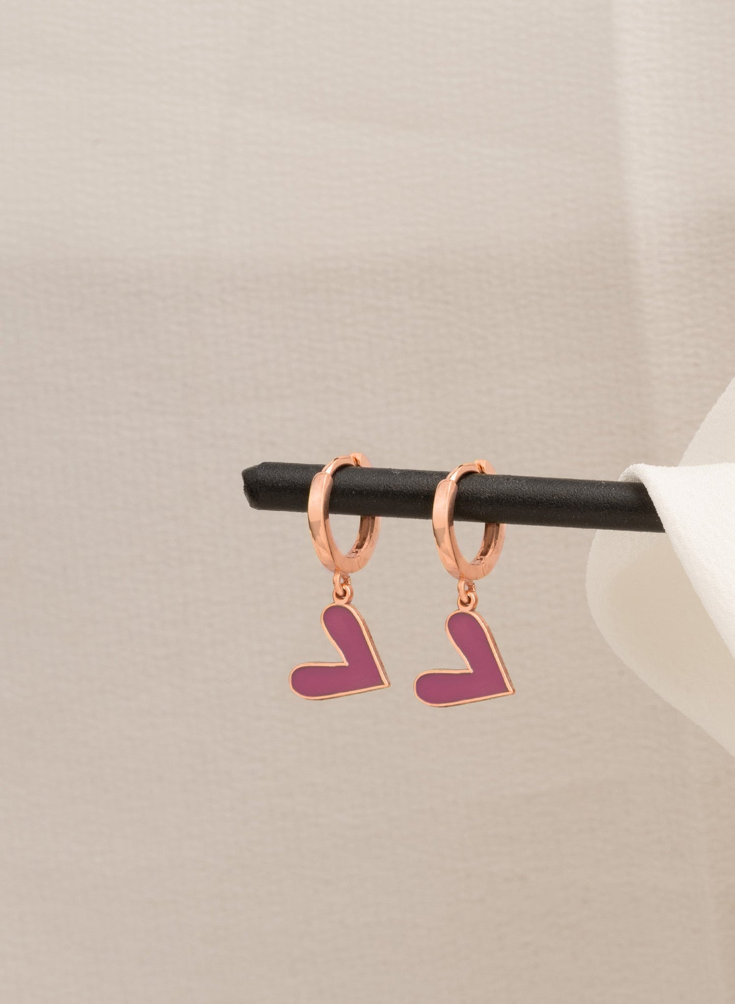 925 Sterling Silver Purple Heart Earrings