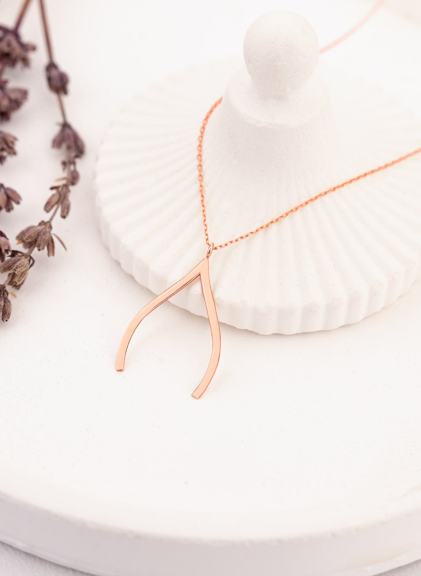 Ring Holder Necklace Gold Wishbone
