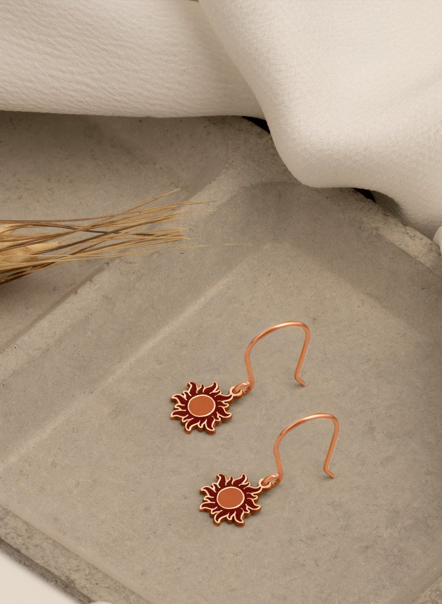 925 Sterling Silver Red Sun Earrings