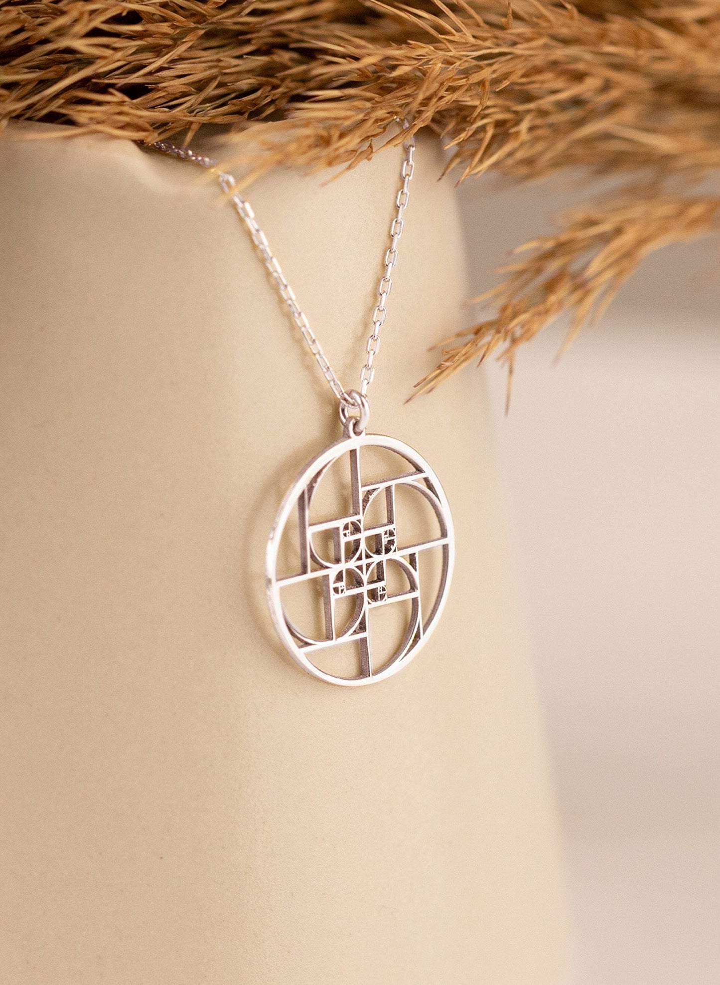 14K Solid Gold Fibonacci Golden Ratio Necklace