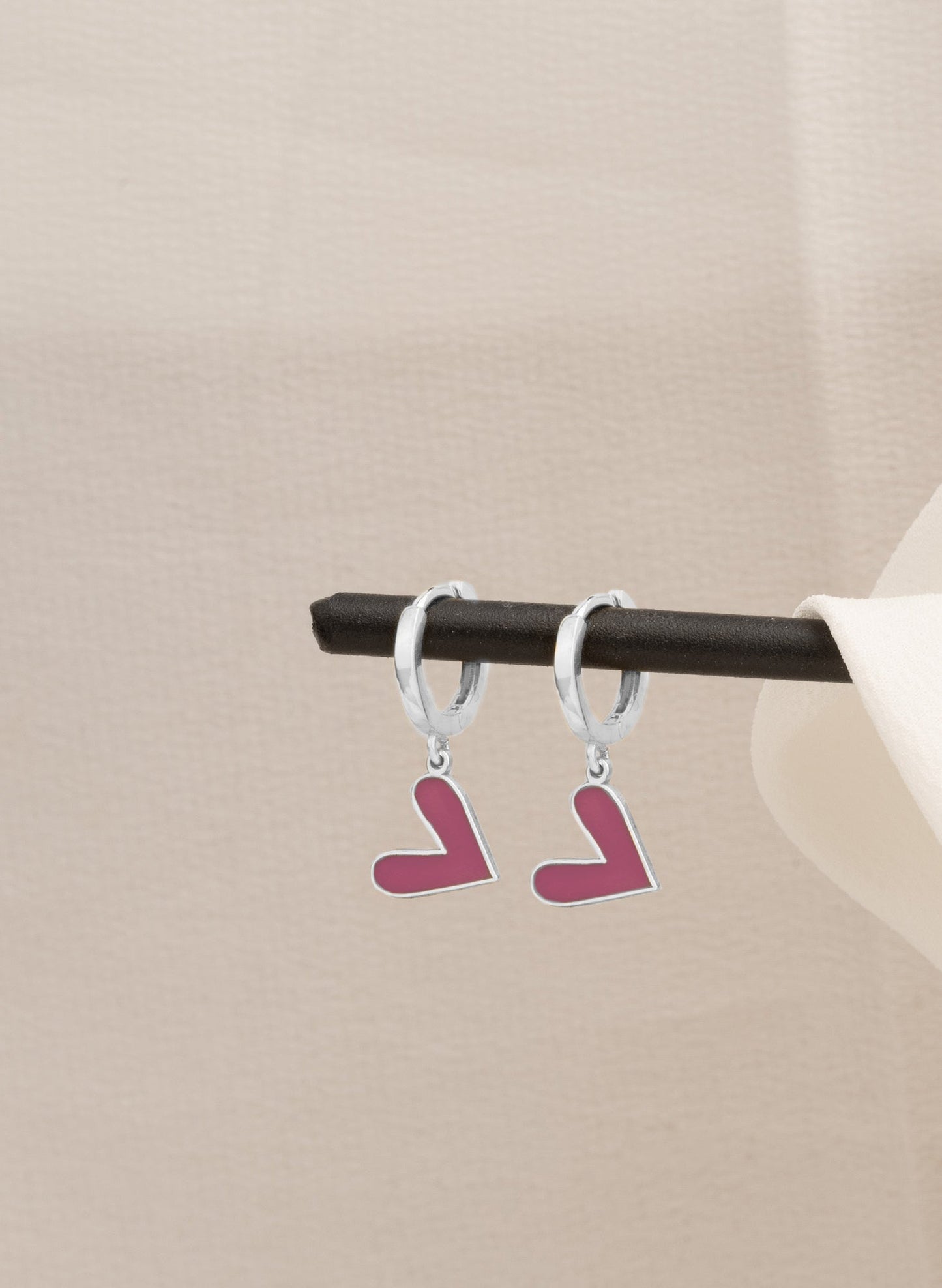 925 Sterling Silver Purple Heart Earrings