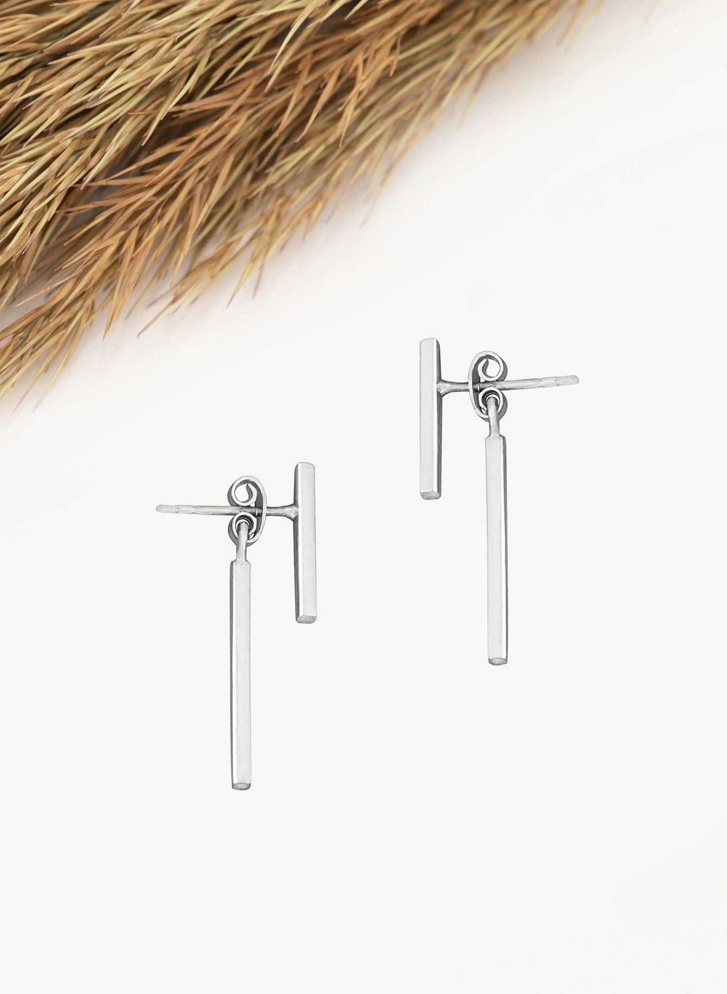 925 Sterling Silver Double Bar Ear Jacket Earrings