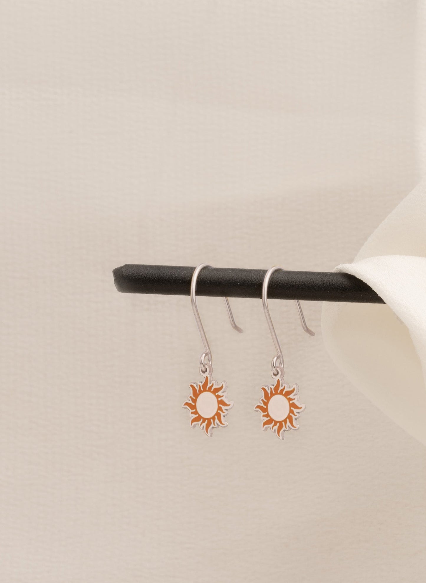 925 Sterling Silver Red Sun Earrings