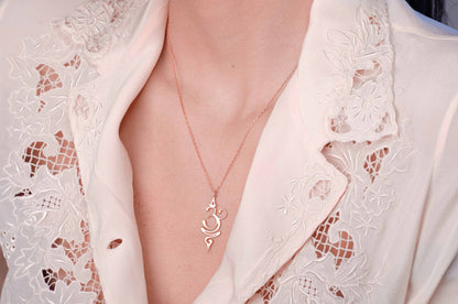 925 Sterling Silver Gold Yoga Breathe Necklace - Buddhist Symbol Necklace