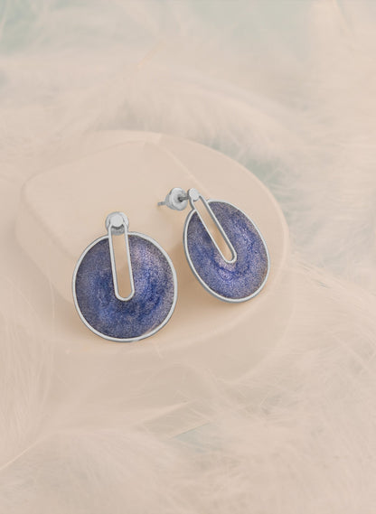 925 Sterling Silver Sparkly Blue Earrings