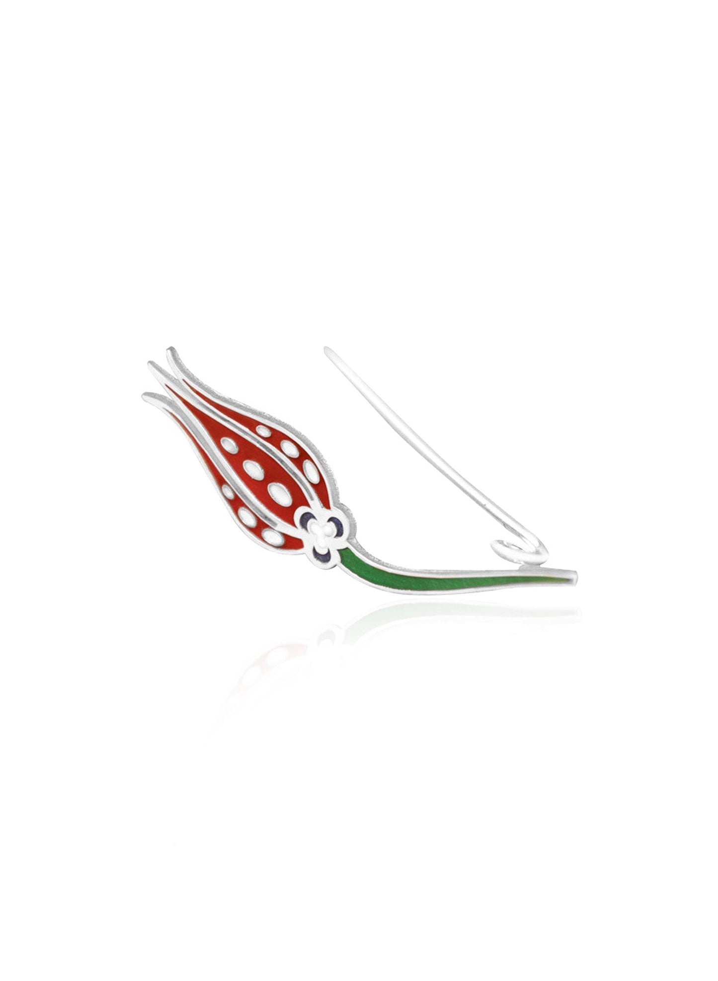 925 Sterling Silver Enamel Tulip Brooch