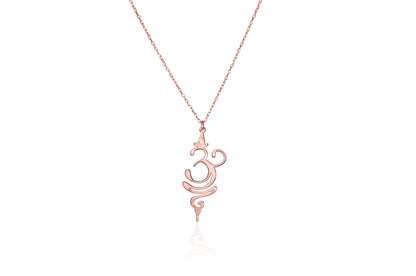 925 Sterling Silver Gold Yoga Breathe Necklace - Buddhist Symbol Necklace