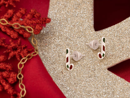 925 Sterling Silver Candy Cane Earrings