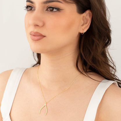 Ring Holder Necklace Gold Wishbone