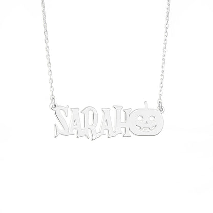 925 Sterling Silver Personalized Pumpkin Custom Name Necklace