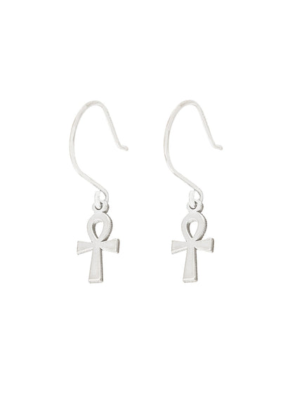 925 Sterling Silver Ankh Earrings
