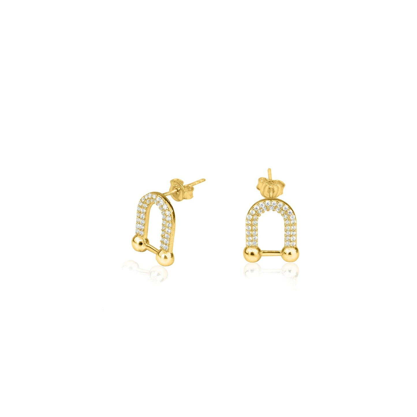 925 Sterling Silver Diamond Horseshoe Stud Earrings