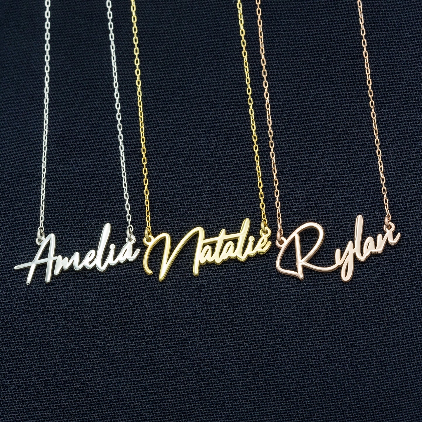 925 Sterling Silver Handwriting Font Name Necklace