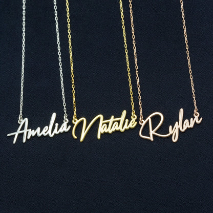 925 Sterling Silver Handwriting Font Name Necklace