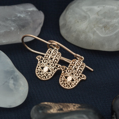 925 Sterling Silver Hamsa Hand Earrings